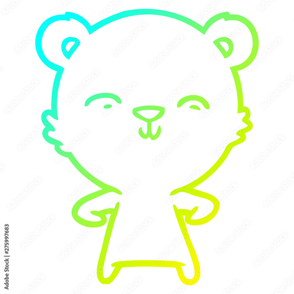 cold gradient line drawing happy cartoon bear cold gradient line drawing happy cartoon bear