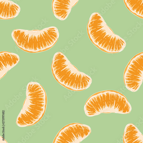 Seamless Pattern with Tangerine