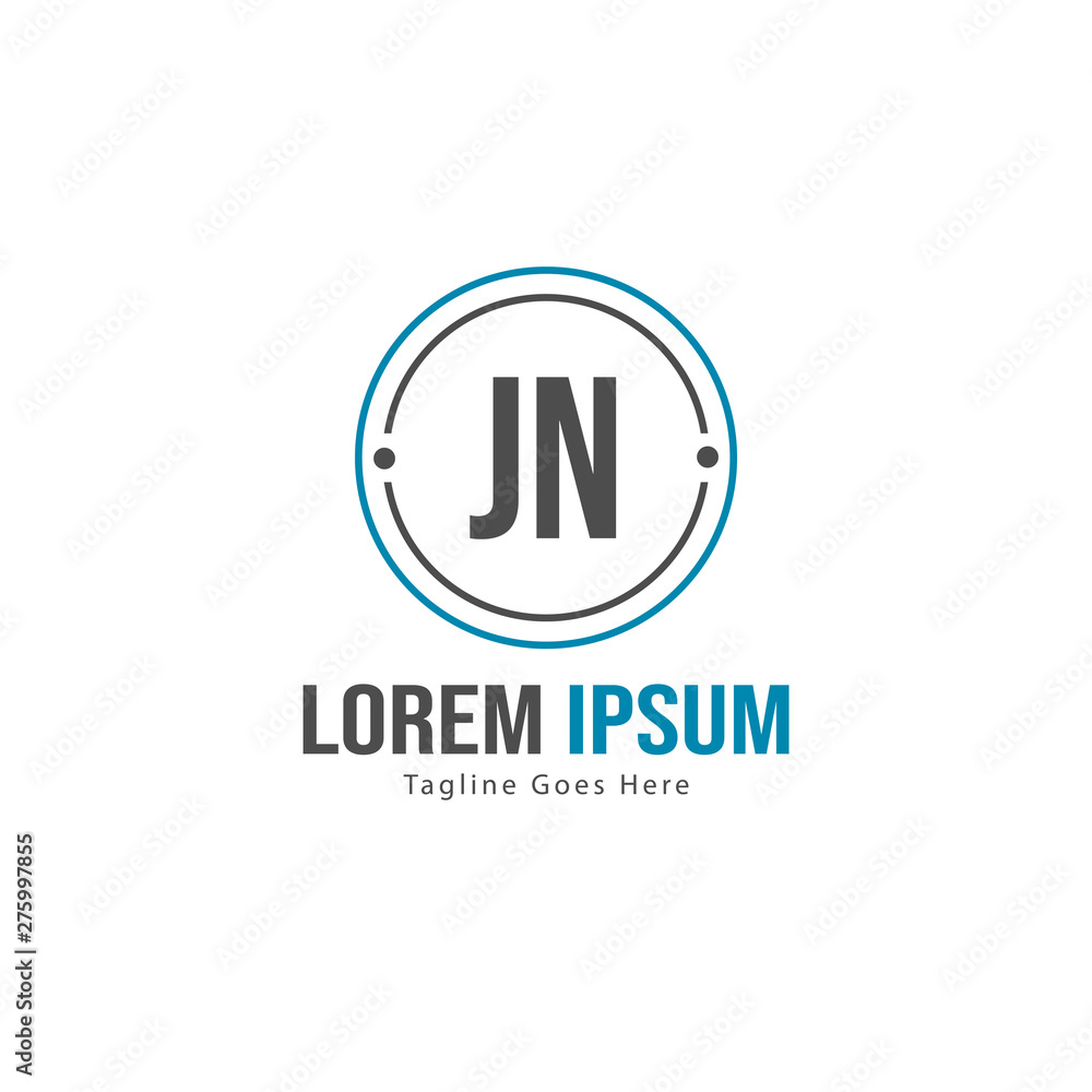 Initial JN logo template with modern frame. Minimalist JN letter logo vector illustration Initial JN logo template with modern frame. Minimalist JN letter logo vector illustration