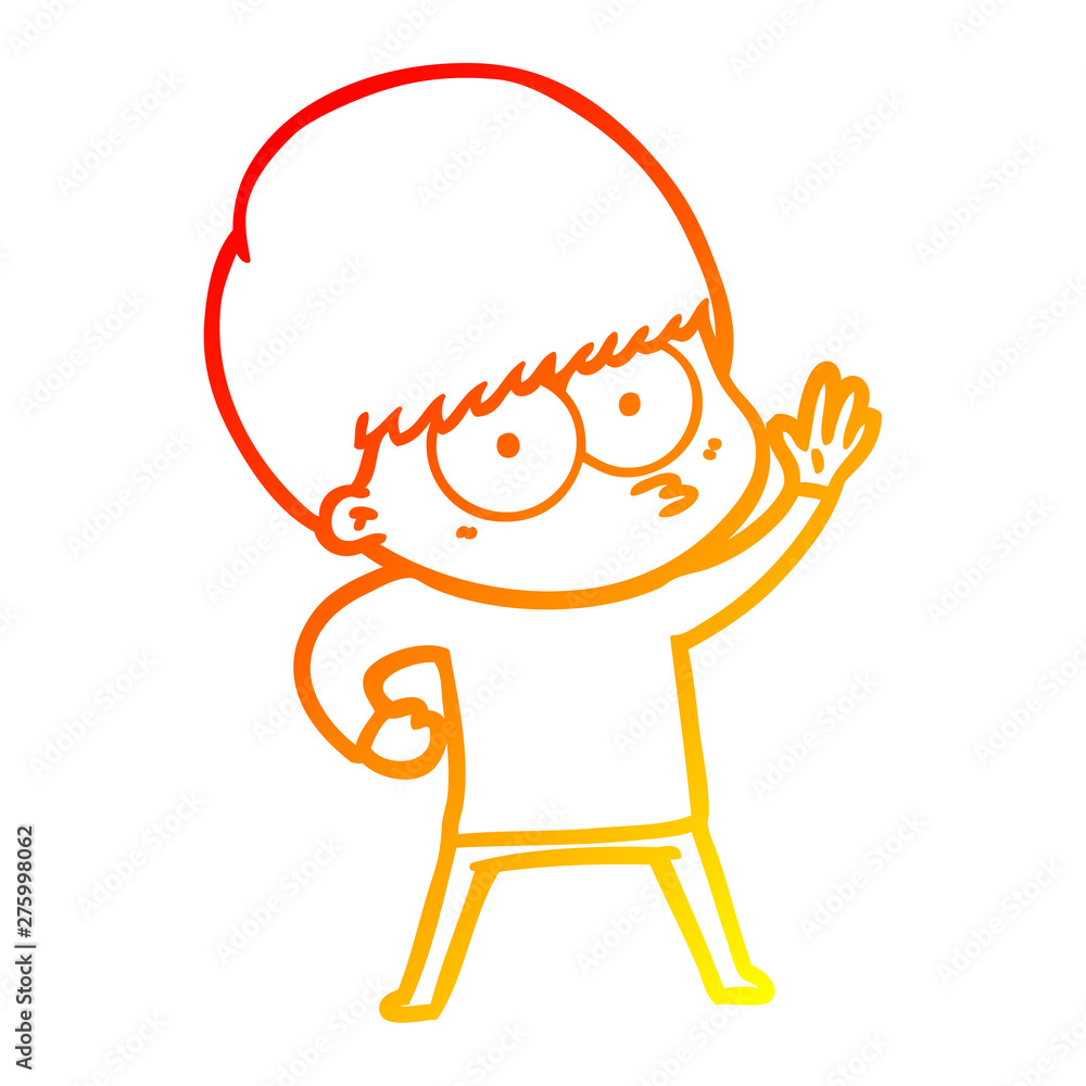 warm gradient line drawing nervous cartoon boy warm gradient line drawing nervous cartoon boy