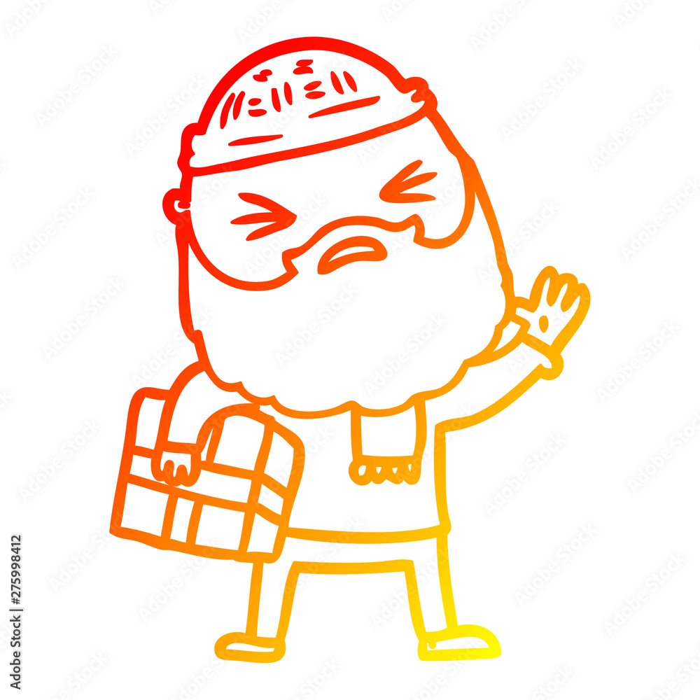 warm gradient line drawing cartoon man with beard warm gradient line drawing cartoon man with beard