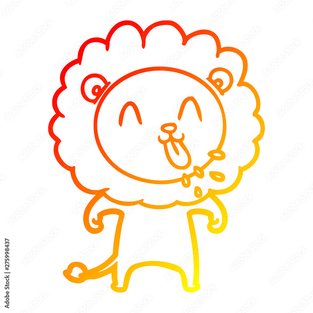warm gradient line drawing happy cartoon lion warm gradient line drawing happy cartoon lion