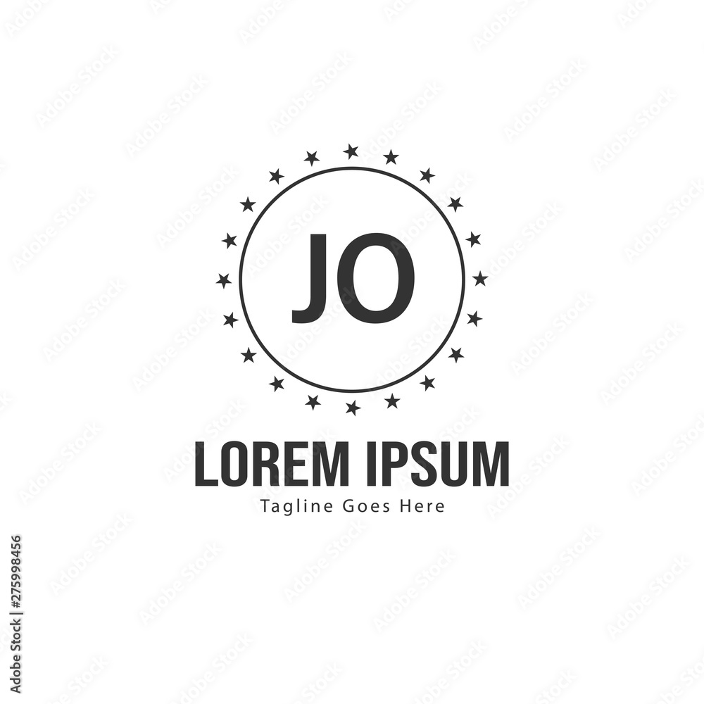 Initial JO logo template with modern frame. Minimalist JO letter logo vector illustration