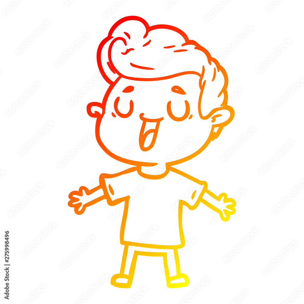 warm gradient line drawing happy cartoon man warm gradient line drawing happy cartoon man
