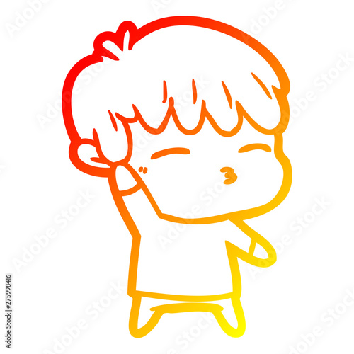 warm gradient line drawing cartoon curious boy