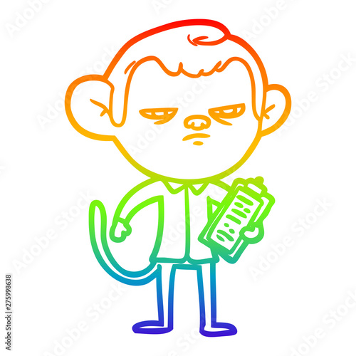 rainbow gradient line drawing cartoon annoyed monkey boss