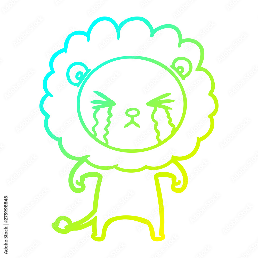cold gradient line drawing cartoon crying lion cold gradient line drawing cartoon crying lion