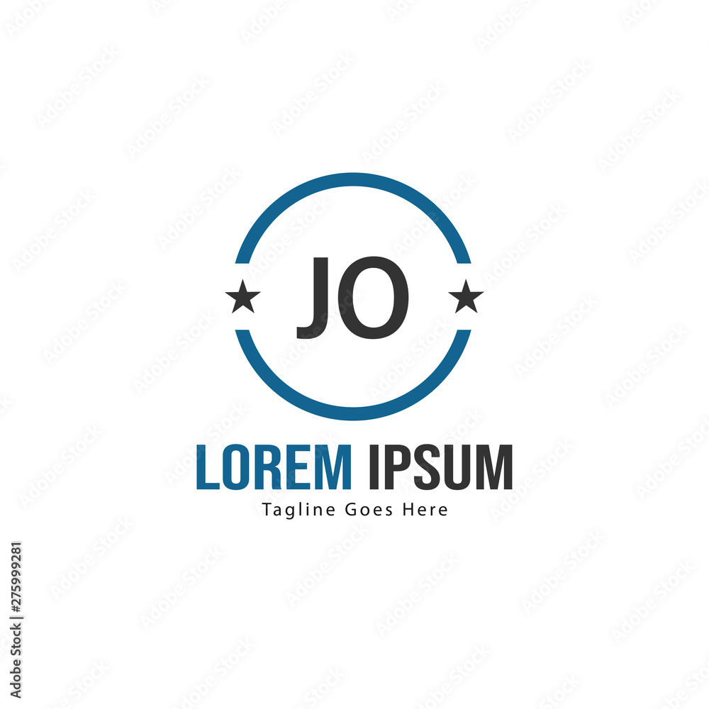 Obraz premium Initial JO logo template with modern frame. Minimalist JO letter logo vector illustration