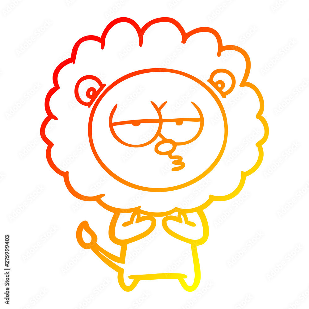 warm gradient line drawing cartoon tired lion warm gradient line drawing cartoon tired lion