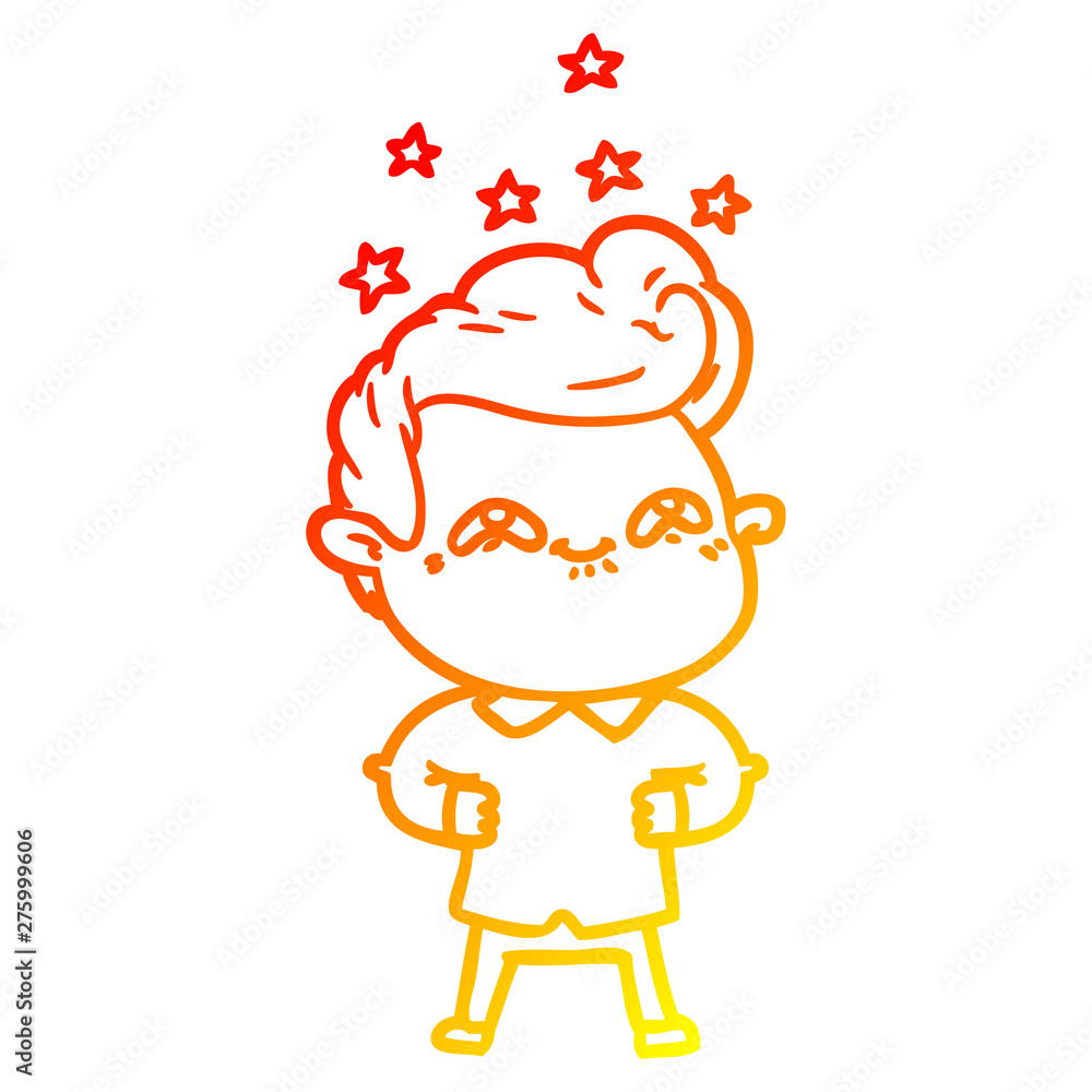 warm gradient line drawing cartoon excited man warm gradient line drawing cartoon excited man