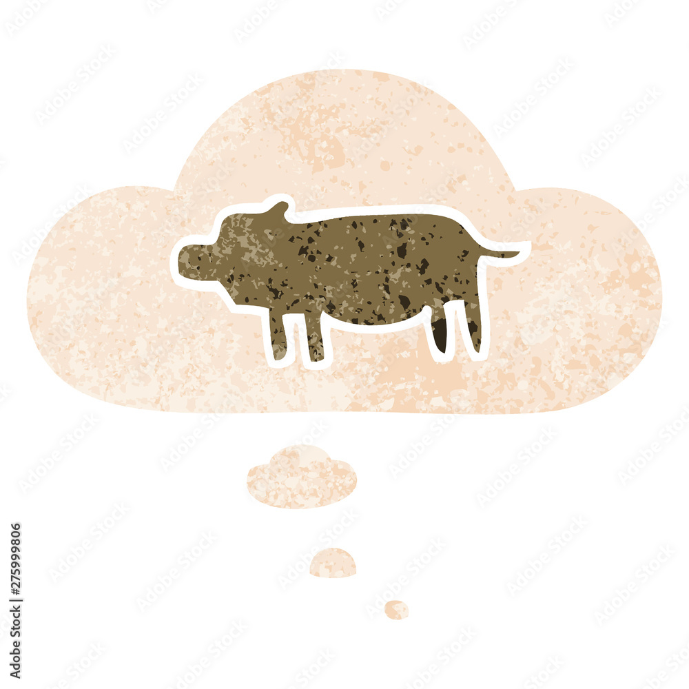 cartoon animal symbol and thought bubble in retro textured style cartoon animal symbol and thought bubble in retro textured style