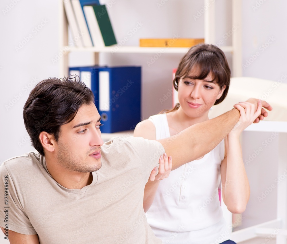 Patient recovering in hospital after injury trauma Patient recovering in hospital after injury trauma