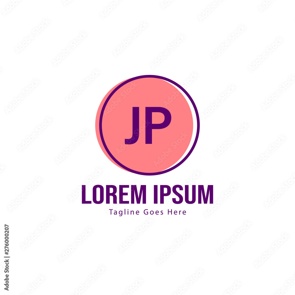 Initial JP logo template with modern frame. Minimalist JP letter logo vector illustration