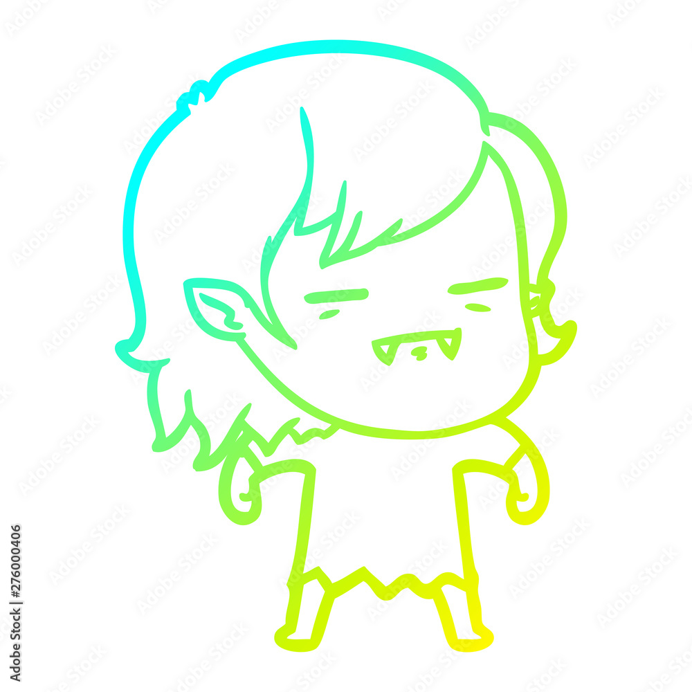 Obraz premium cold gradient line drawing cartoon undead vampire girl