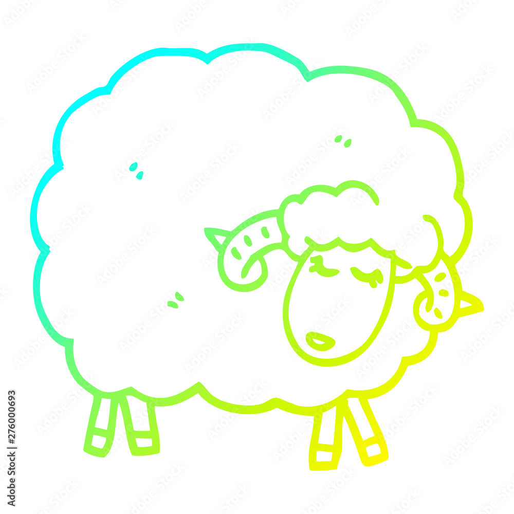 cold gradient line drawing cartoon sheep with horns cold gradient line drawing cartoon sheep with horns