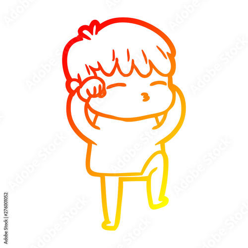 warm gradient line drawing cartoon curious boy