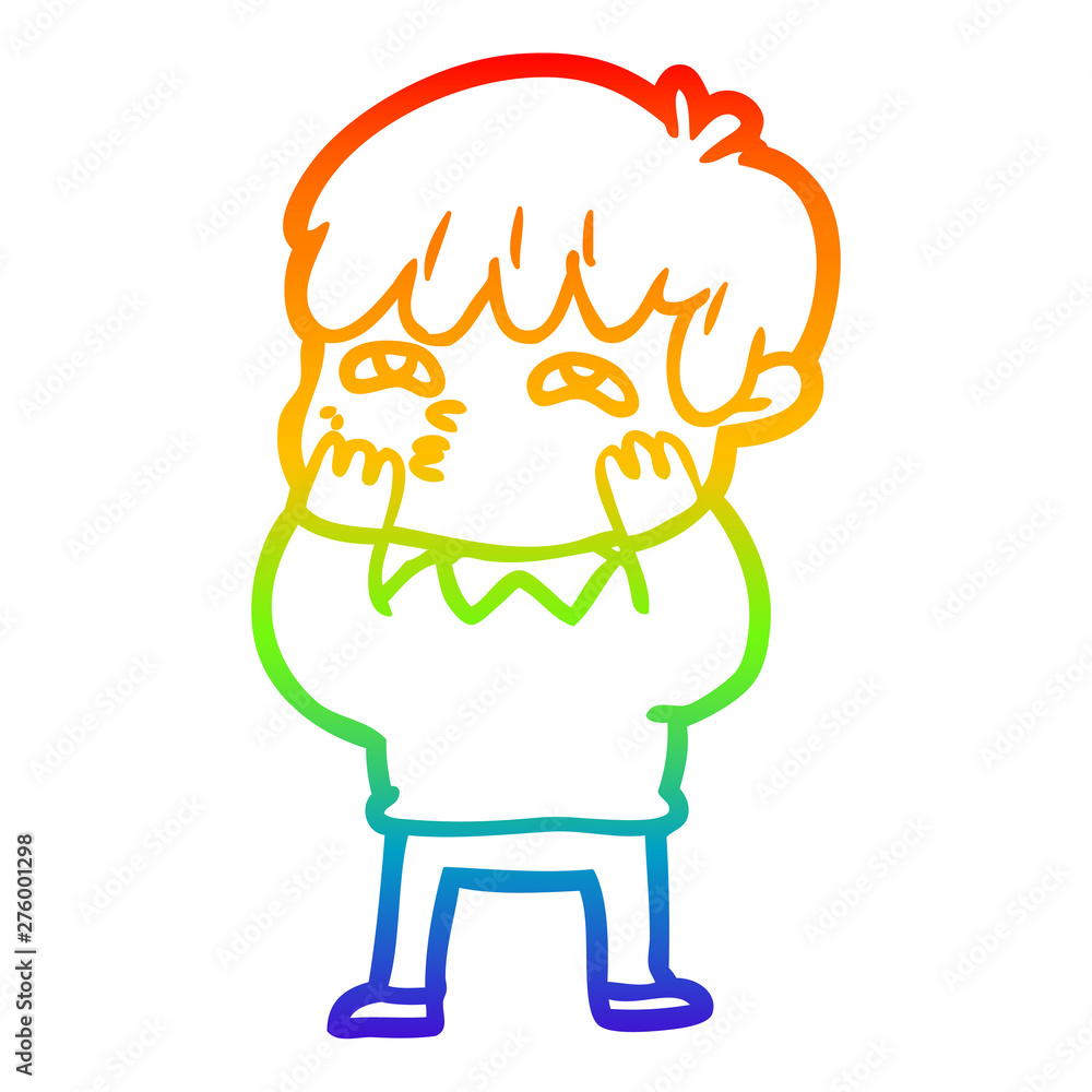 rainbow gradient line drawing cartoon curious man rainbow gradient line drawing cartoon curious man