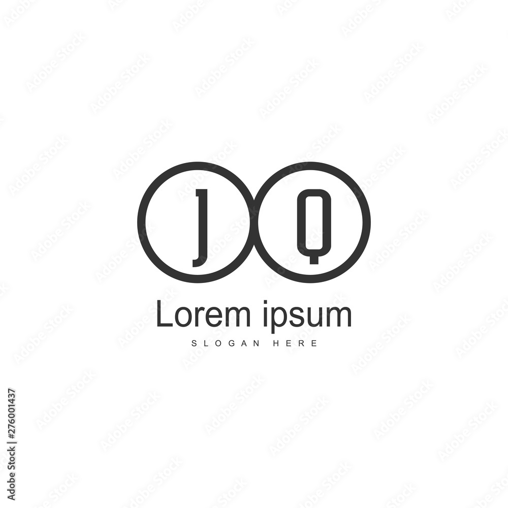 Initial JQ logo template with modern frame. Minimalist JQ letter logo vector illustration