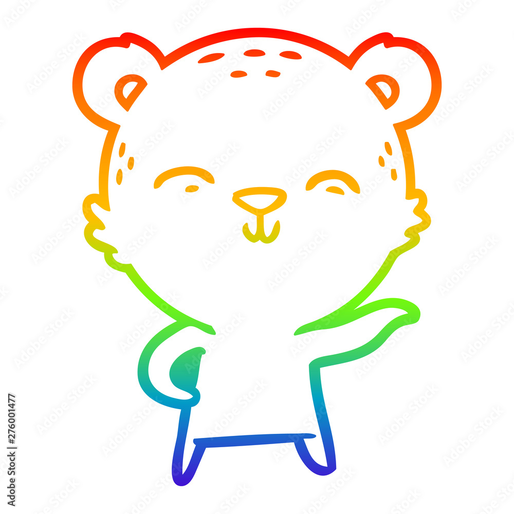 rainbow gradient line drawing happy cartoon bear