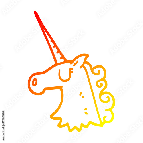 warm gradient line drawing cartoon pretty unicorn