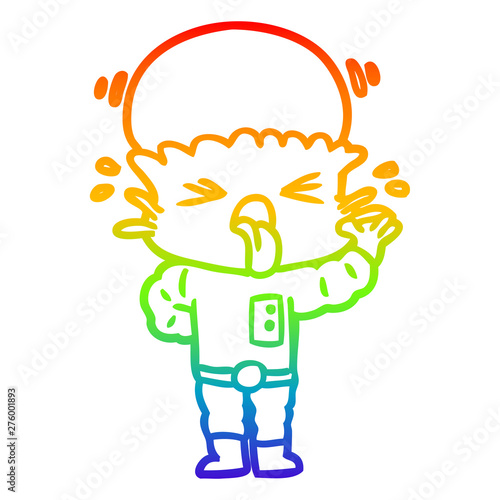 rainbow gradient line drawing disgusted cartoon alien
