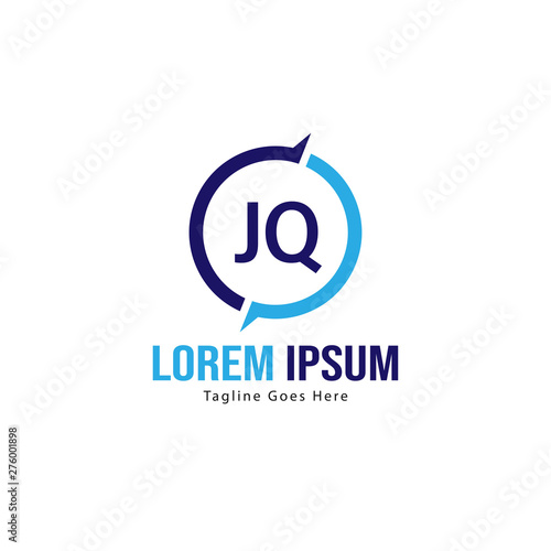 Initial JQ logo template with modern frame. Minimalist JQ letter logo vector illustration