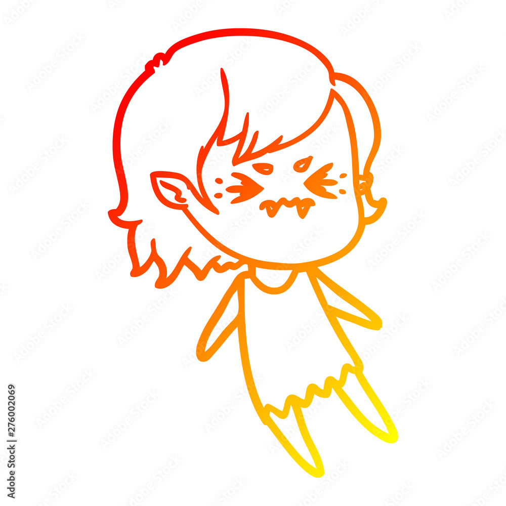 warm gradient line drawing annoyed cartoon vampire girl warm gradient line drawing annoyed cartoon vampire girl