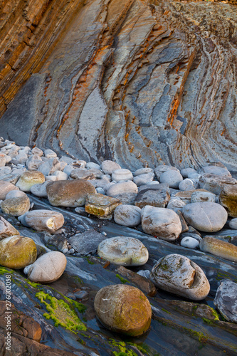 Flysch, Sakoneta beach, Deva, Gipuzkoa, The Basque Country,  The Bay of Byscay, Spain, Europe photo