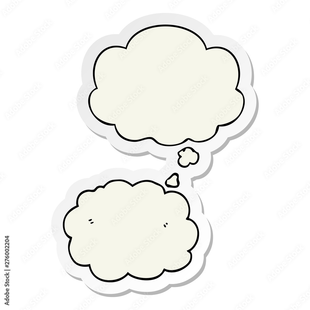 cartoon cloud and thought bubble as a printed sticker cartoon cloud and thought bubble as a printed sticker