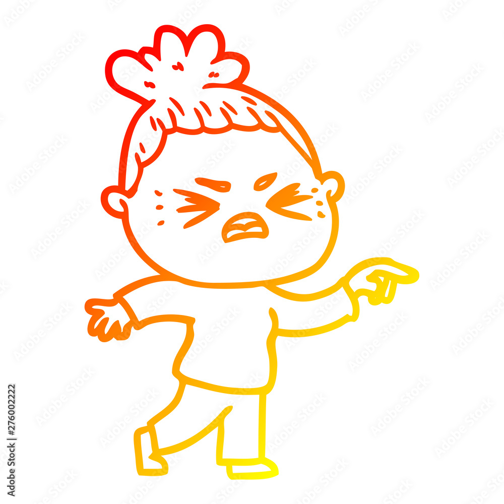 warm gradient line drawing cartoon angry woman warm gradient line drawing cartoon angry woman