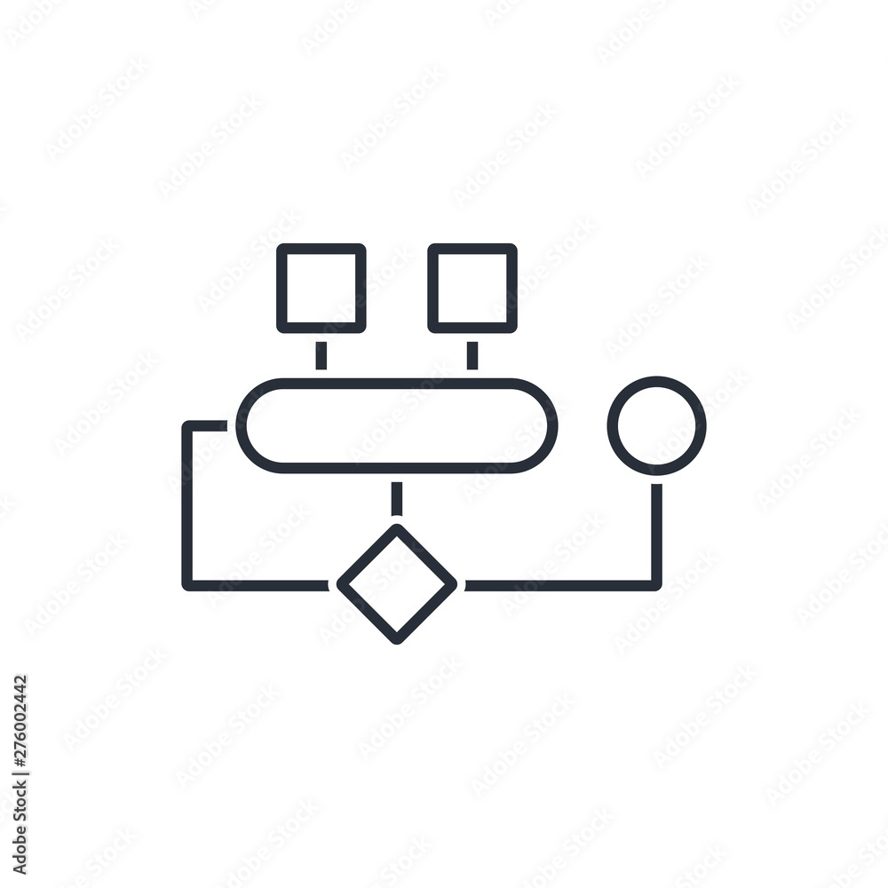 Algorithm. Vector linear icon. White background. Algorithm. Vector linear icon. White background.