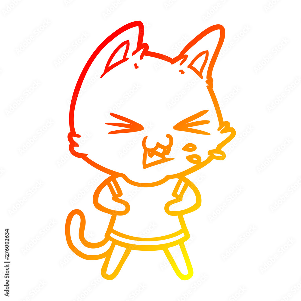 warm gradient line drawing cartoon cat hissing warm gradient line drawing cartoon cat hissing
