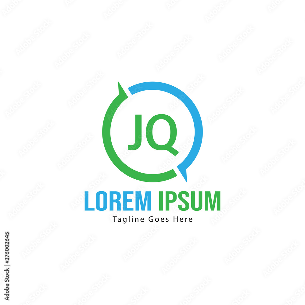 Initial JQ logo template with modern frame. Minimalist JQ letter logo vector illustration Initial JQ logo template with modern frame. Minimalist JQ letter logo vector illustration