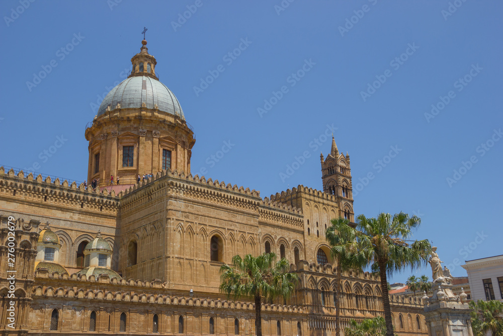Famous historical cathedral of Palermo Sicily, Unesco heritage building and medieval architecture