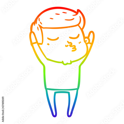 rainbow gradient line drawing cartoon model guy pouting