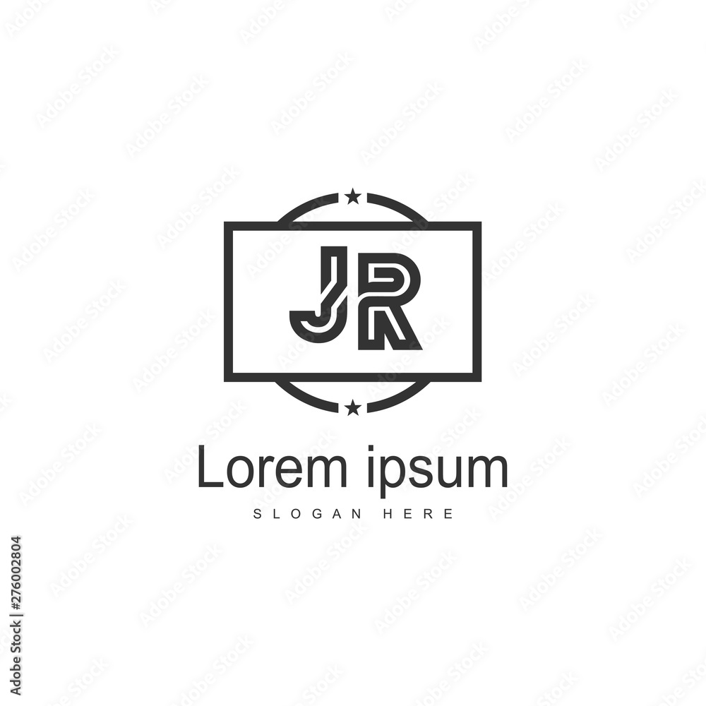 Initial JR logo template with modern frame. Minimalist JR letter logo vector illustration