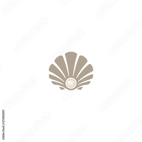 Beauty Luxury Elegant Pearl Seashell Oyster Scallop Shell Cockle Clam Mussel logo design