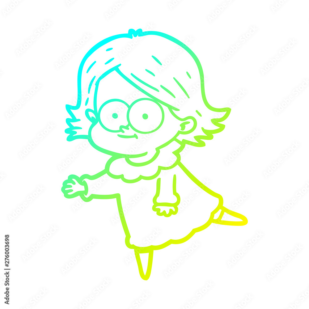 cold gradient line drawing happy cartoon girl cold gradient line drawing happy cartoon girl