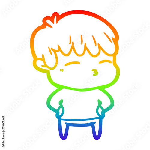rainbow gradient line drawing cartoon curious boy