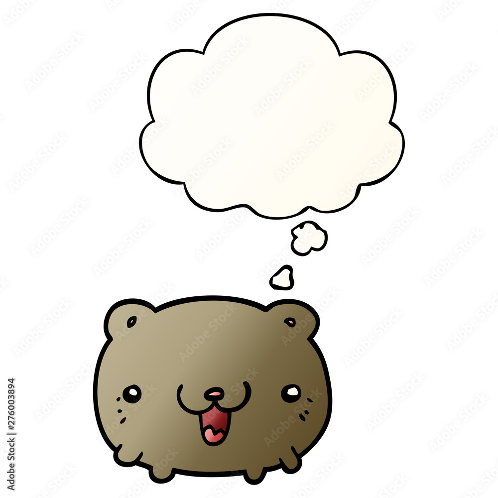 funny cartoon bear and thought bubble in smooth gradient style funny cartoon bear and thought bubble in smooth gradient style