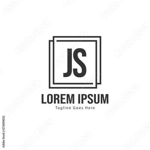 Initial JS logo template with modern frame. Minimalist JS letter logo vector illustration