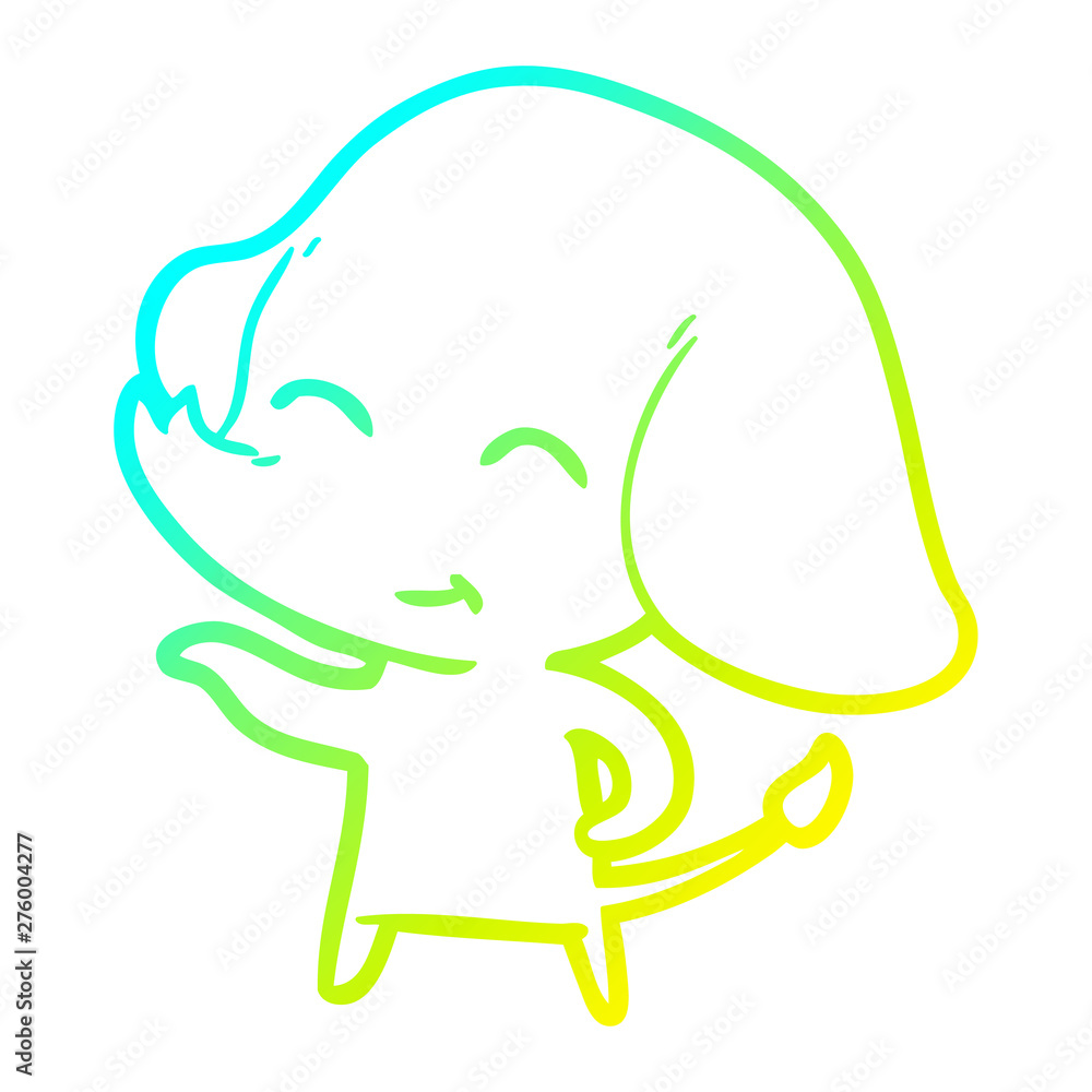 Fototapeta premium cold gradient line drawing cute cartoon elephant