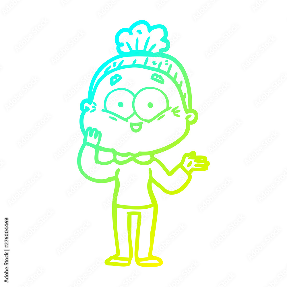cold gradient line drawing cartoon happy old woman cold gradient line drawing cartoon happy old woman