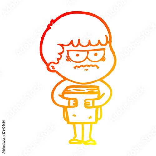 warm gradient line drawing cartoon annoyed man