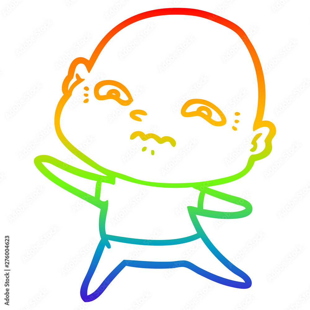 rainbow gradient line drawing cartoon nervous man rainbow gradient line drawing cartoon nervous man