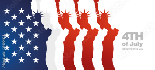 4th of July USA stars abstract flag Statue of Liberty blue white red banner
