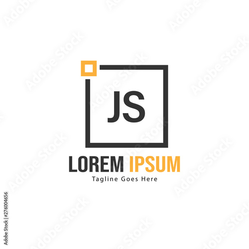 Initial JS logo template with modern frame. Minimalist JS letter logo vector illustration