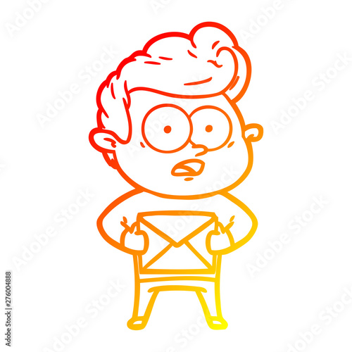 warm gradient line drawing cartoon staring man