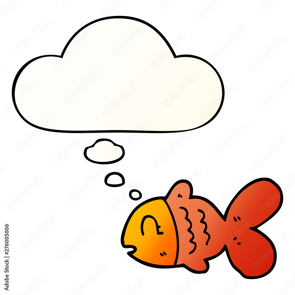 cartoon fish and thought bubble in smooth gradient style cartoon fish and thought bubble in smooth gradient style