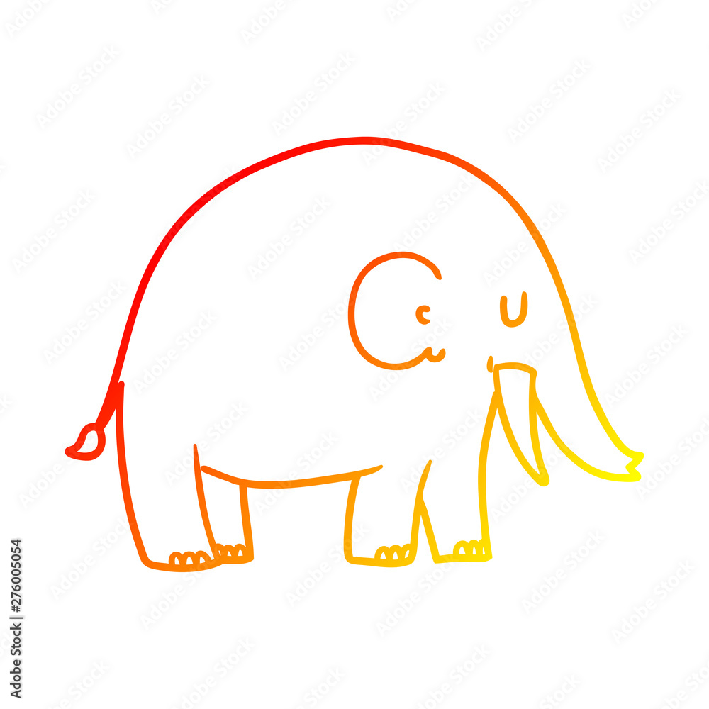warm gradient line drawing cartoon elephant warm gradient line drawing cartoon elephant